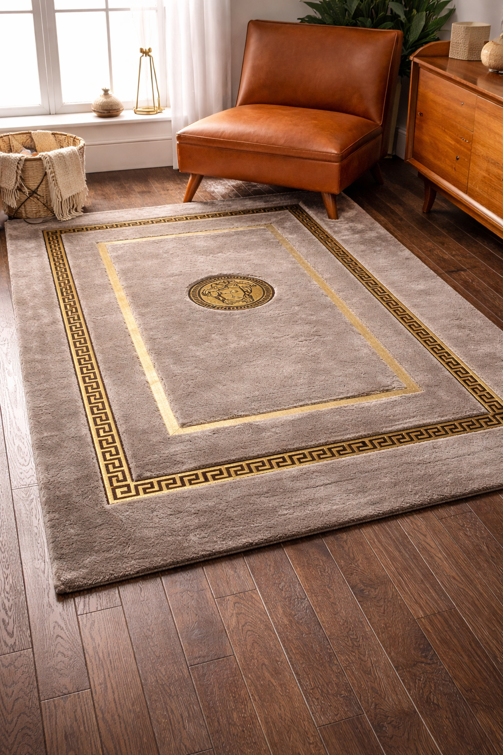 Royal Greek Golden Ivory Premium Rug – Washable & Non-Slip Area Carpet