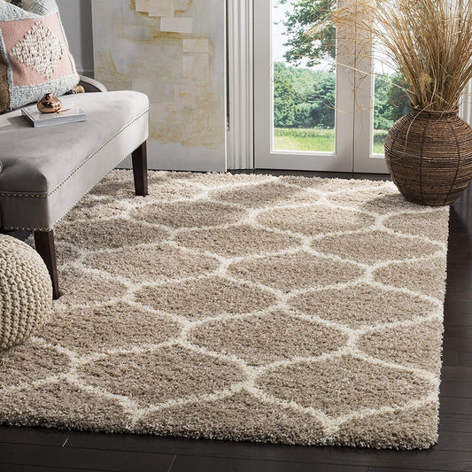 Beige & Ivory - Premium Extra Soft Carpet For Living Room Shaggy Rug - FYROSTIC CARPET
