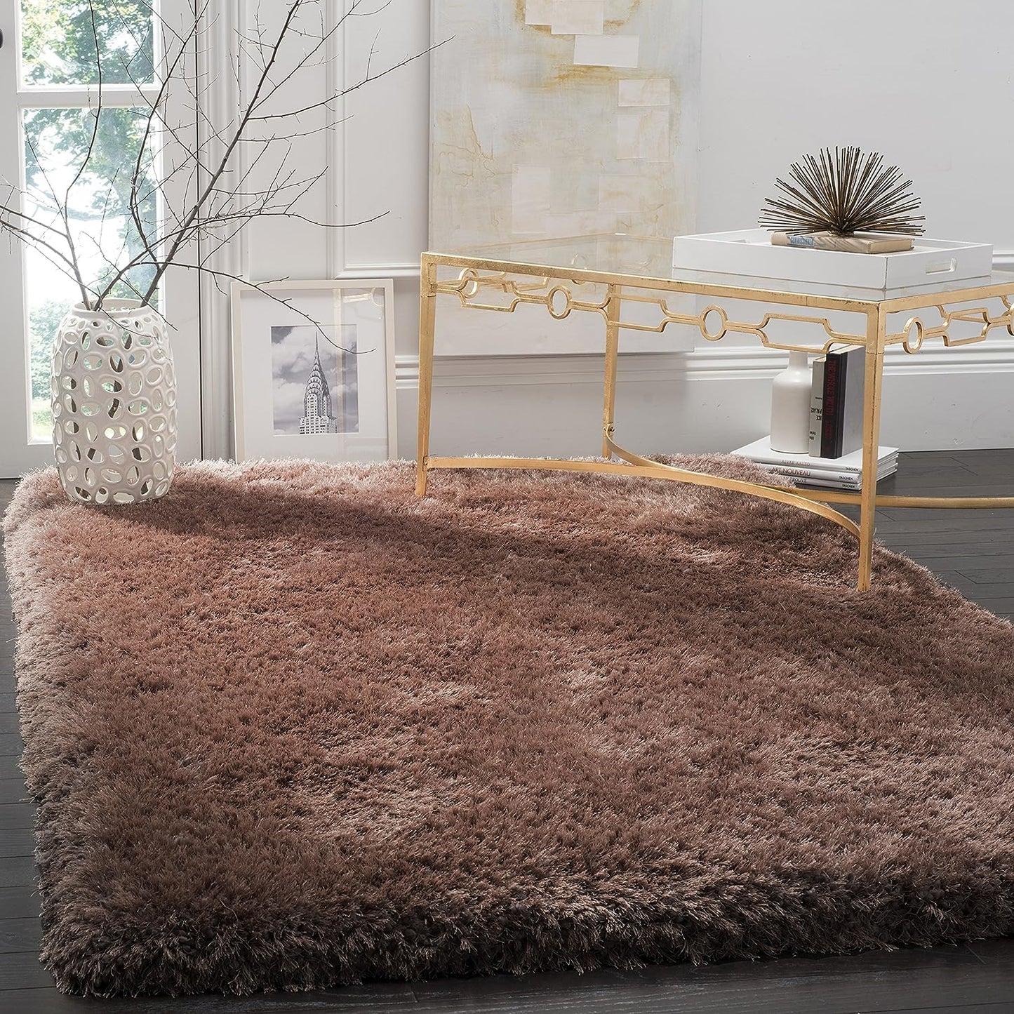 Brown Ultra Premium Shaggy Carpet for Living Room - FYROSTIC CARPET