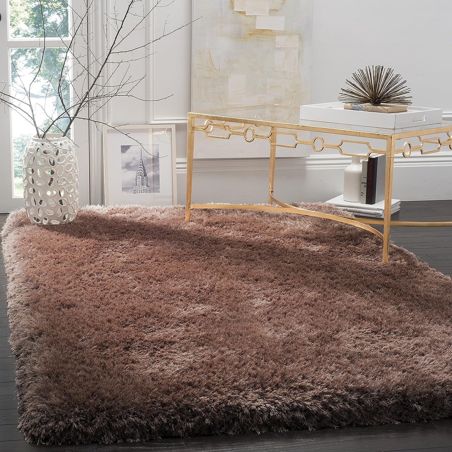 Brown Ultra Premium Shaggy Carpet for Living Room - FYROSTIC CARPET