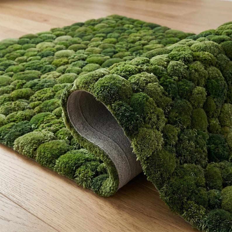 Hand Tufted Moss Ball Rug, Green Abstract Forest Floor Area Rugs