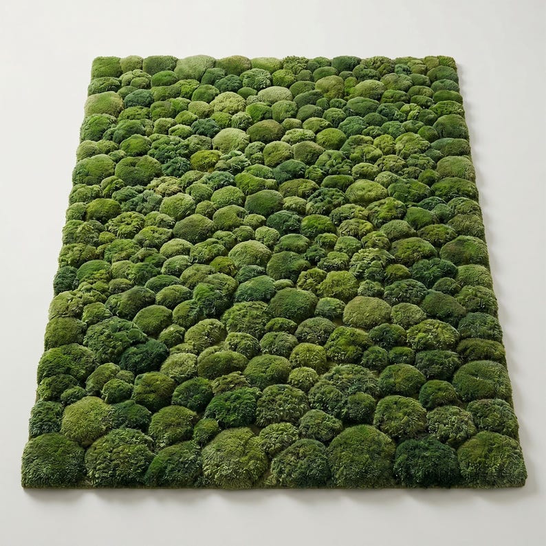 Hand Tufted Moss Ball Rug, Green Abstract Forest Floor Area Rugs