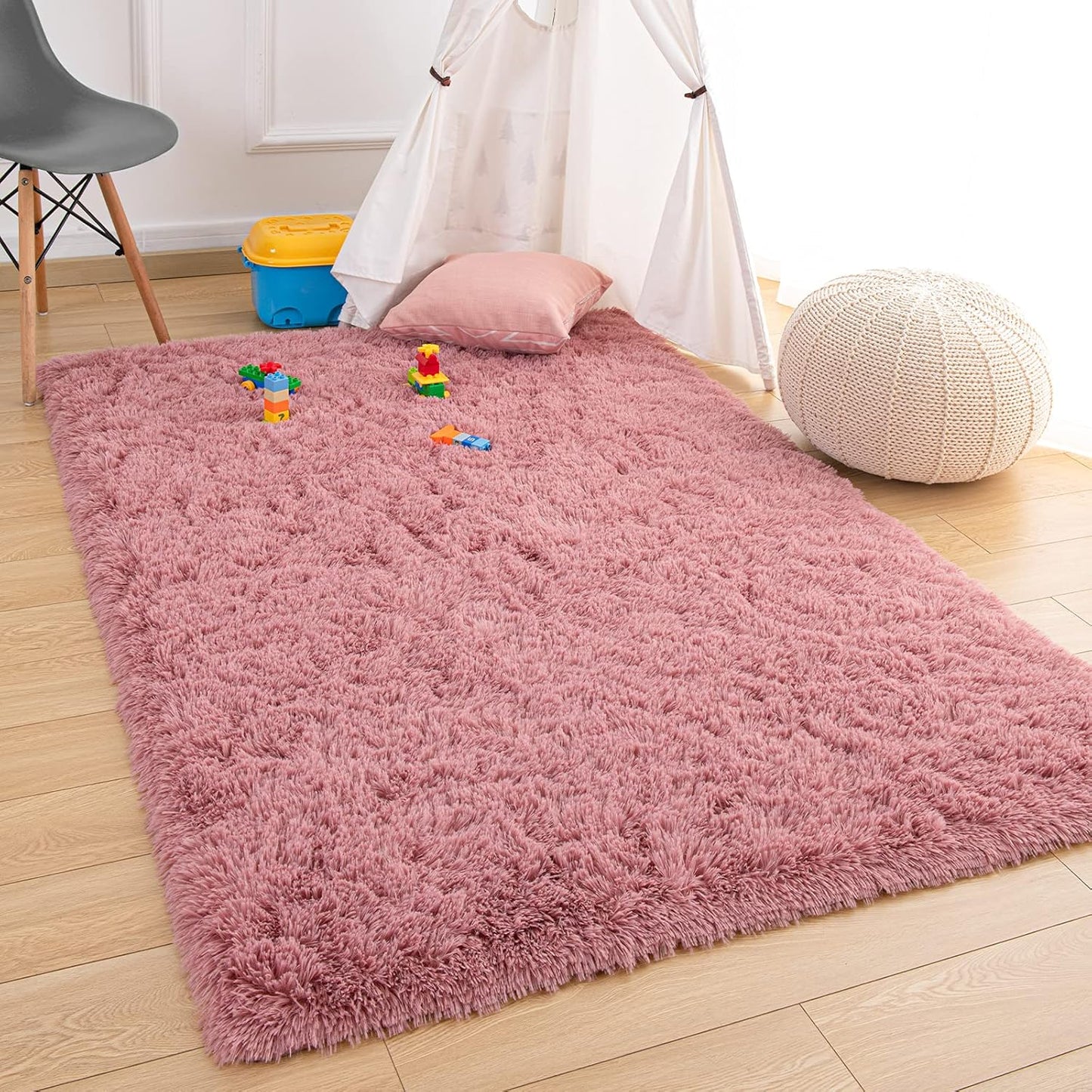Pink Ultra Premium Shaggy Carpet for Living Room - FYROSTIC CARPET