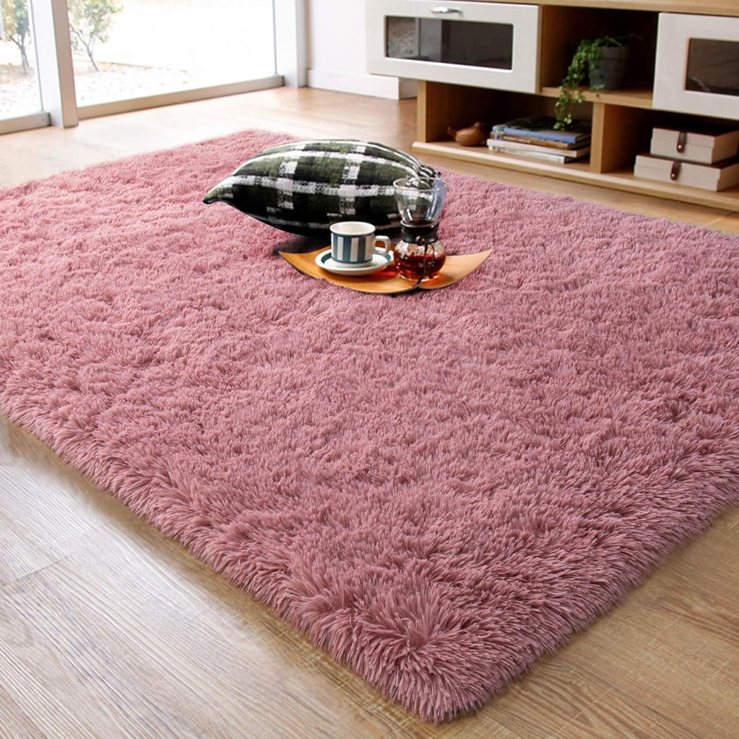 Pink Ultra Premium Shaggy Carpet for Living Room - FYROSTIC CARPET