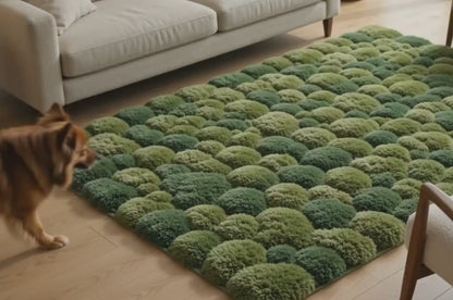 Hand Tufted Moss Ball Rug, Green Abstract Forest Floor Area Rugs