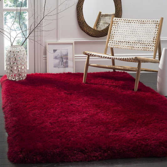 Red Ultra Premium Shaggy Carpet for Living Room - FYROSTIC CARPET